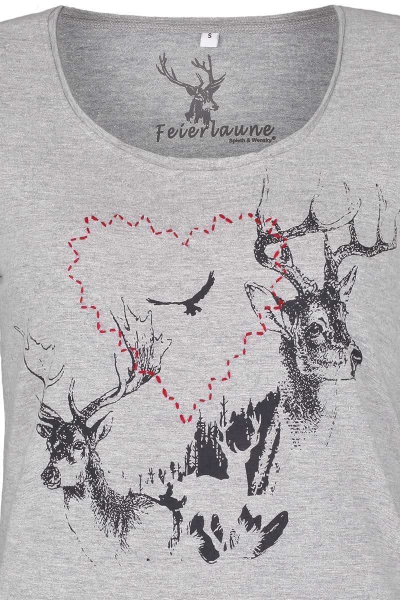 Damen Trachten T-Shirt Herz grau Bild 2