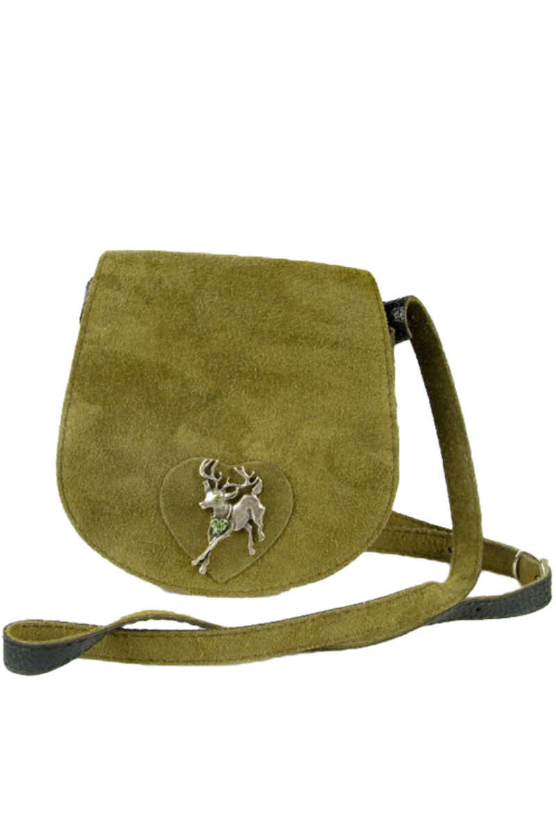 Schultertasche mit Hirsch-Applikation oliv