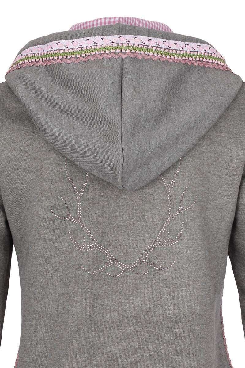 Ssse Trachtensweatjacke mit Kapuze zartes grn rosa Bild 2