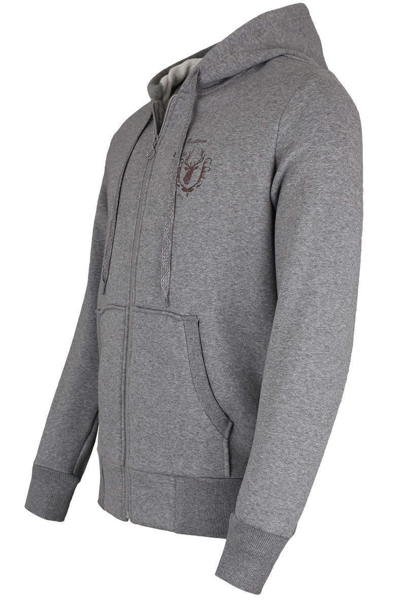 Herren Kapuzen Sweatjacke 'Tradition Tracht' grau Bild 2