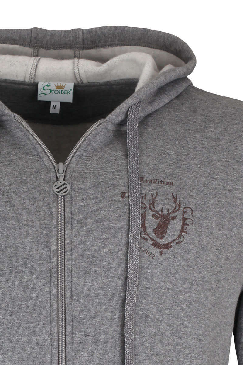 Herren Kapuzen Sweatjacke 'Tradition Tracht' grau Bild 2