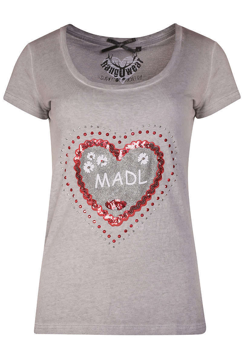 Damen T-Shirt 'Madl' grau