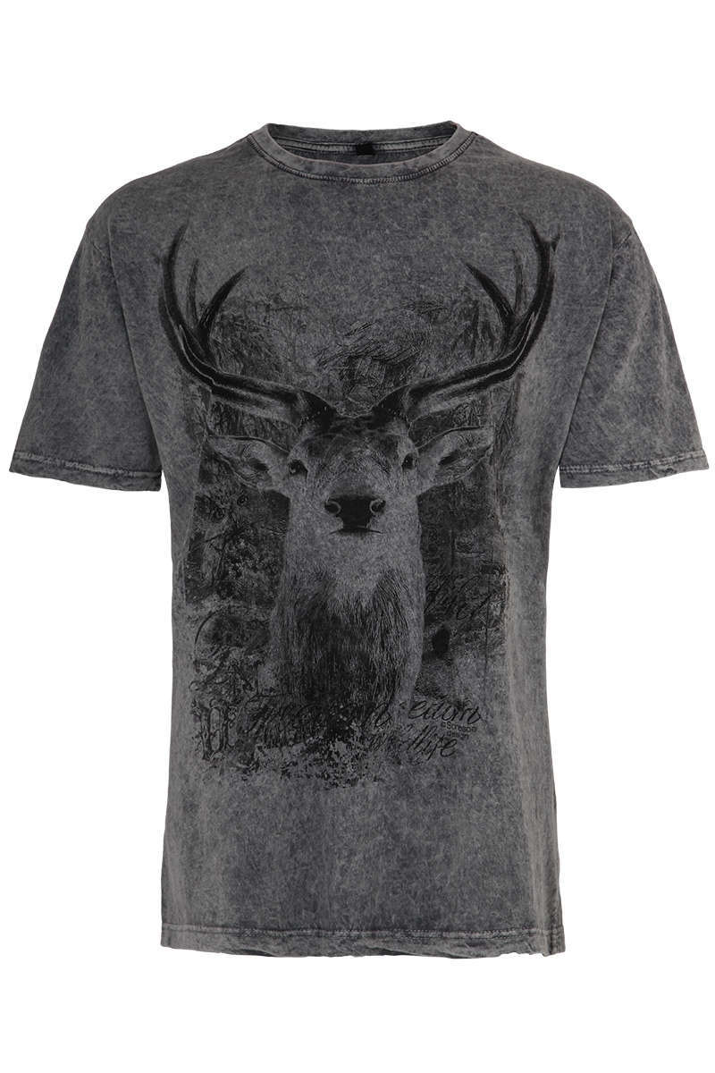 Herren T-Shirt mit Hirsch grau