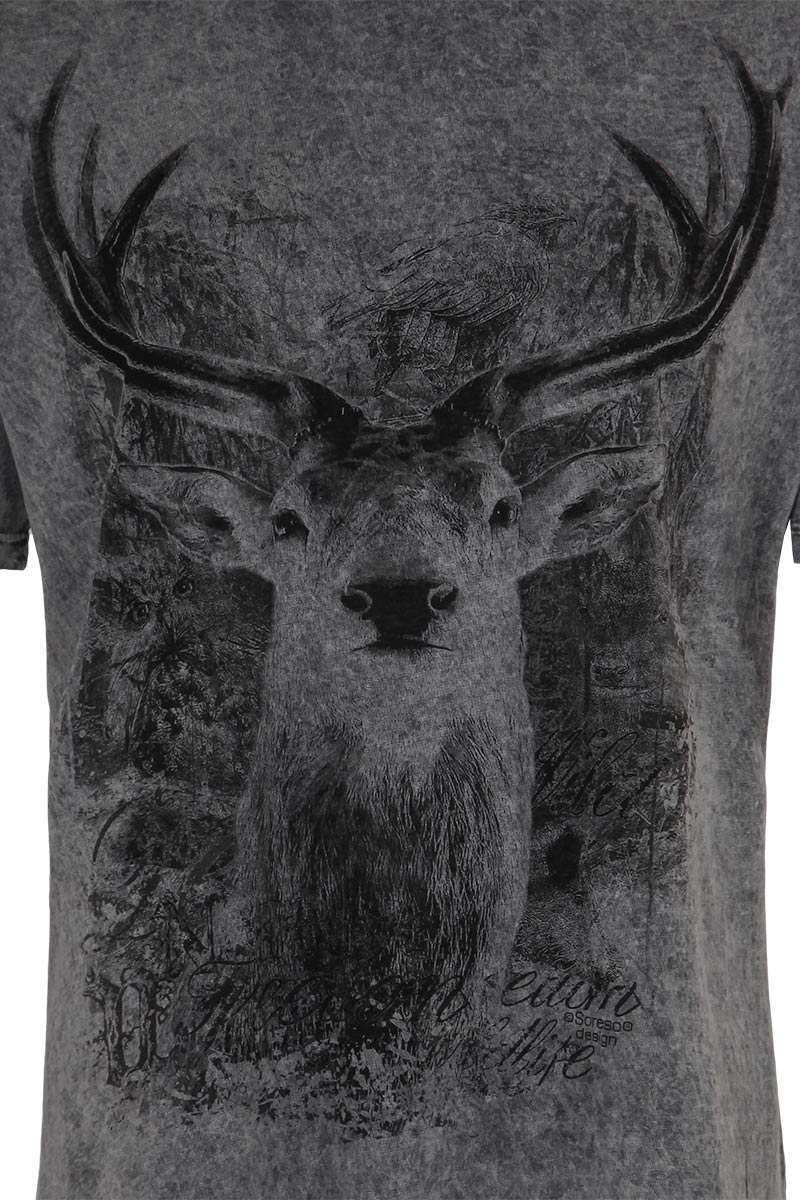 Herren T-Shirt mit Hirsch grau Bild 2