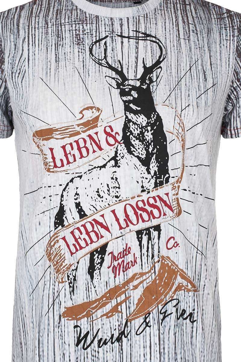 Herren Trachten T-Shirt  'Lebn lossn, Wild & Frei' anthrazit Bild 2