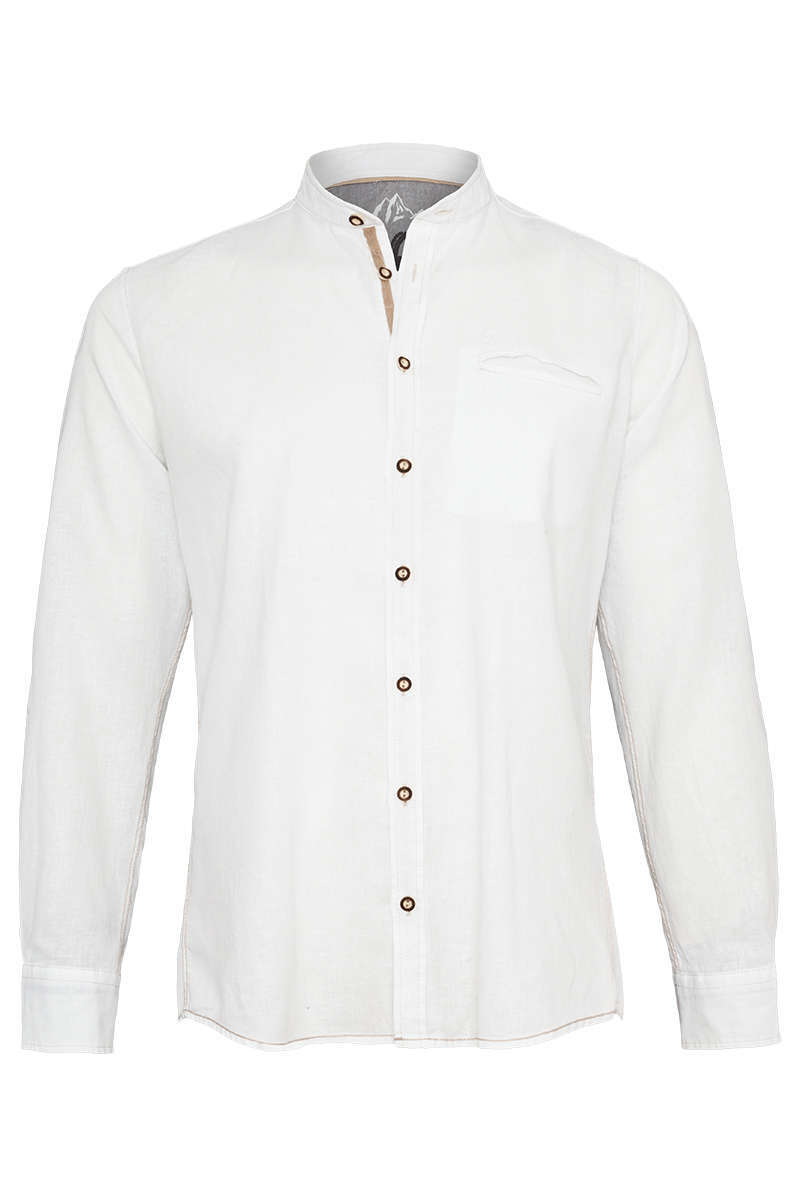 Stehbund-Trachtenhemd Slim Fit weiß