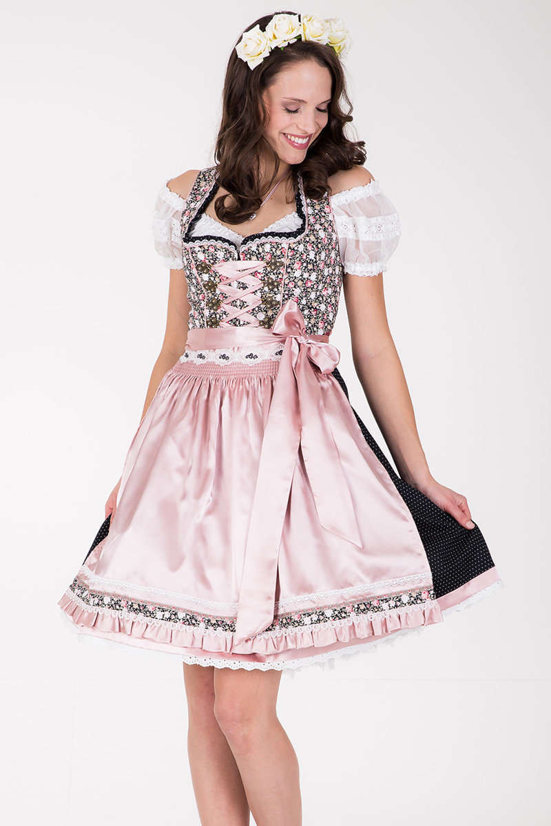 Dirndl kurz rosa schwarz Blmchenprint Bild 2