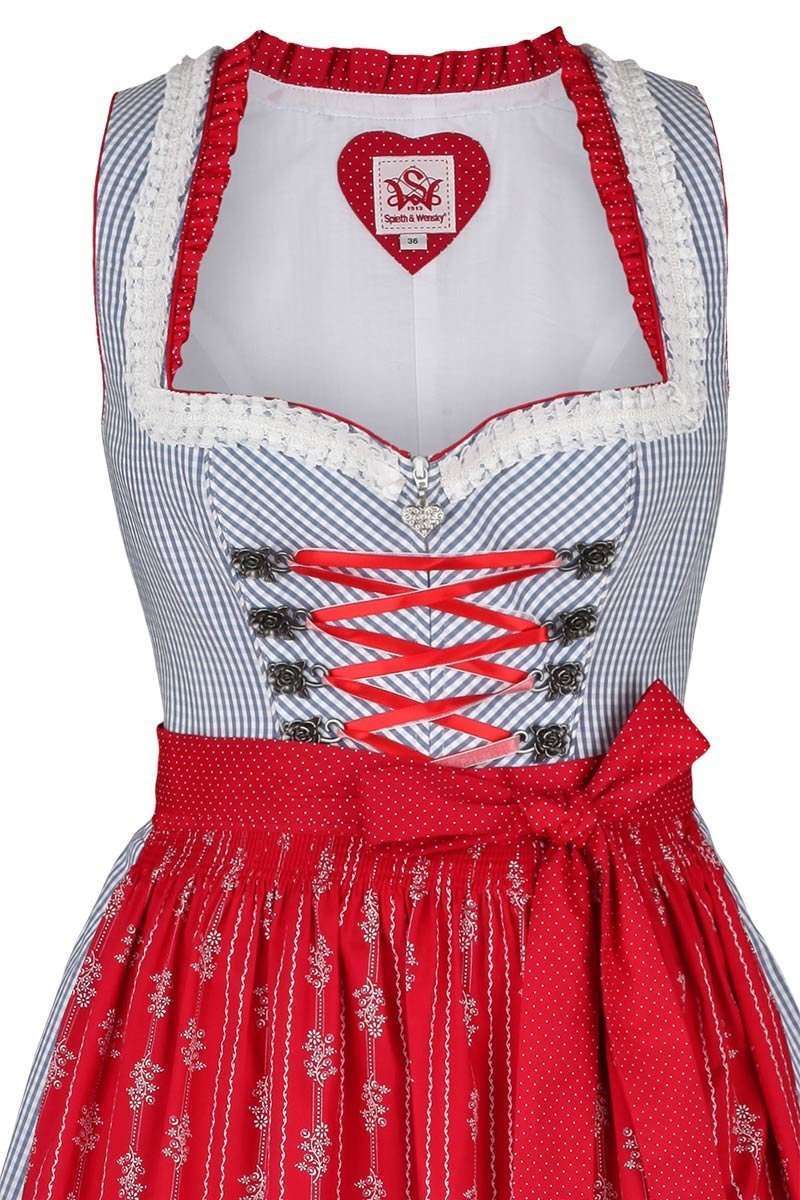 Dirndl midi kariert rot hellblau Bild 2