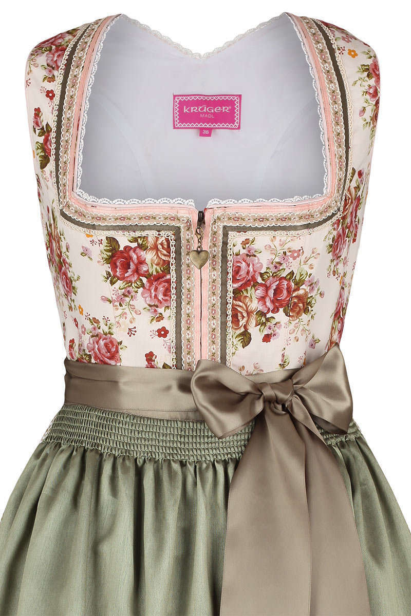 Dirndl midi rosa grn Rosenmuster Bild 2