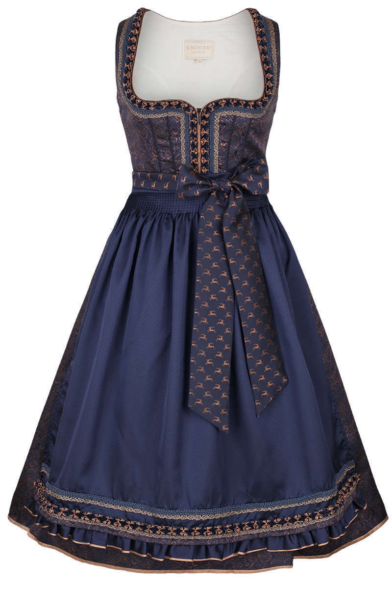 Midi Dirndl blau kupfer