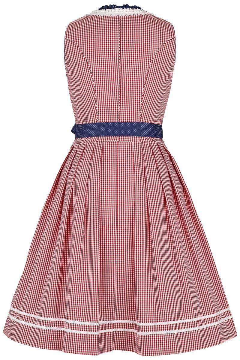 Dirndl kurz kariert rot kornblau Bild 2