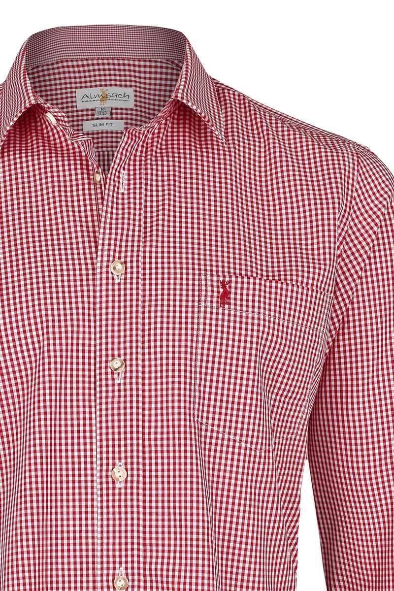 Trachtenhemd Slim Fit kariert rot Bild 2