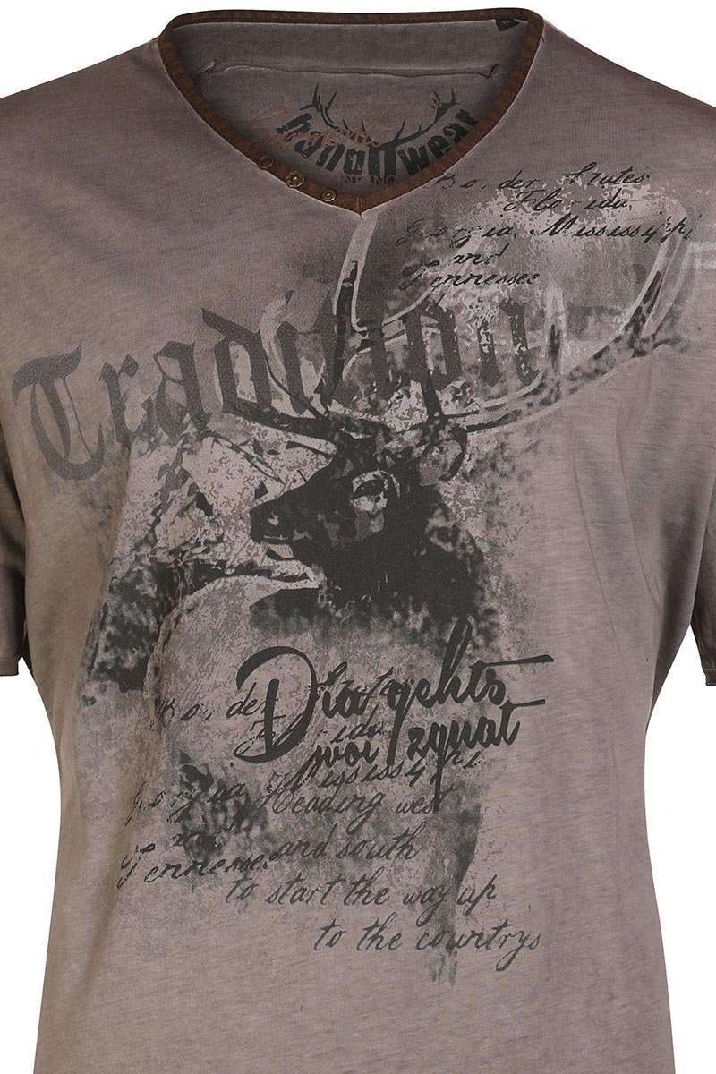 Herren Trachten T-Shirt 'Dia gehts woi zguat' braun Bild 2