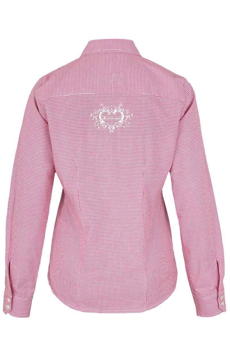 Trachten Bluse langarm Strass pink wei karo Bild 2