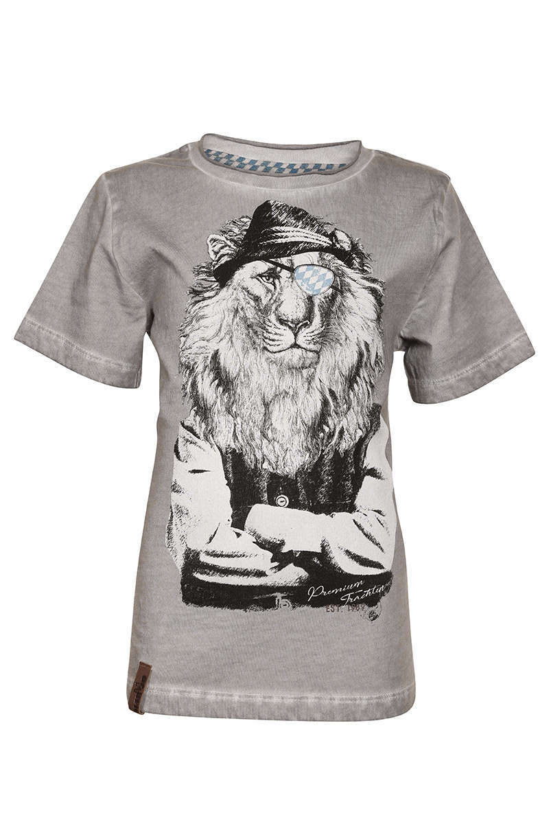 Kinder T-Shirt 'Löwe Leopold' grau