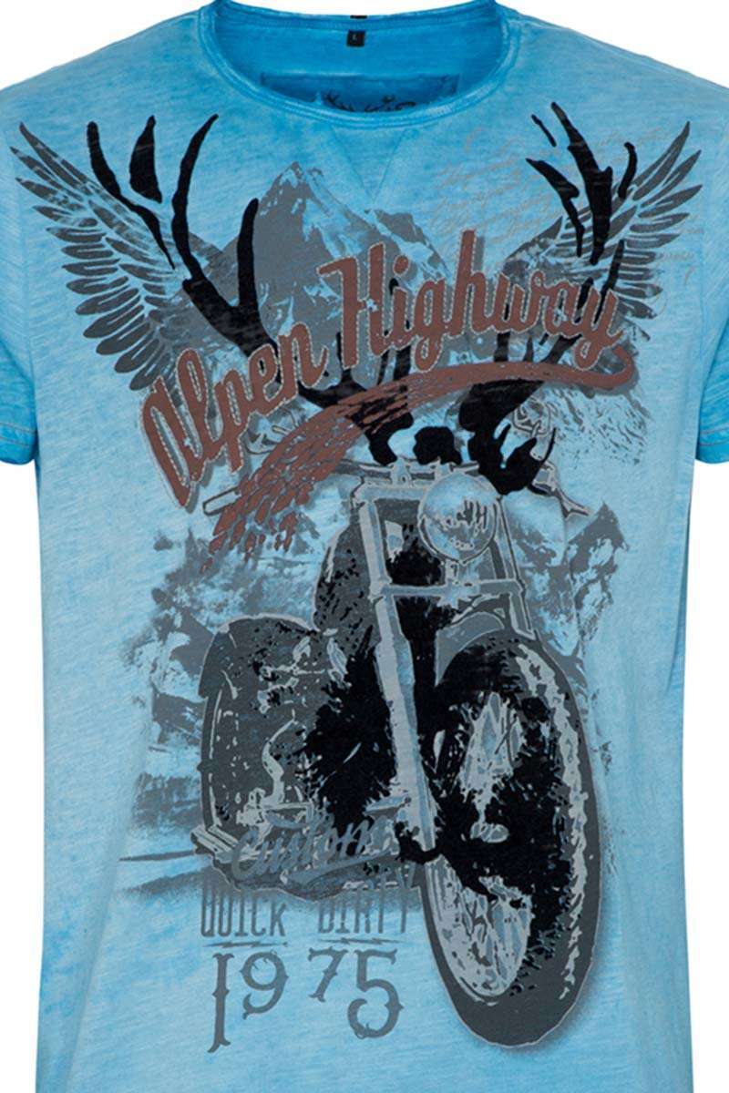 Herren T-Shirt 'Alpen Highway 1975' blau Bild 2