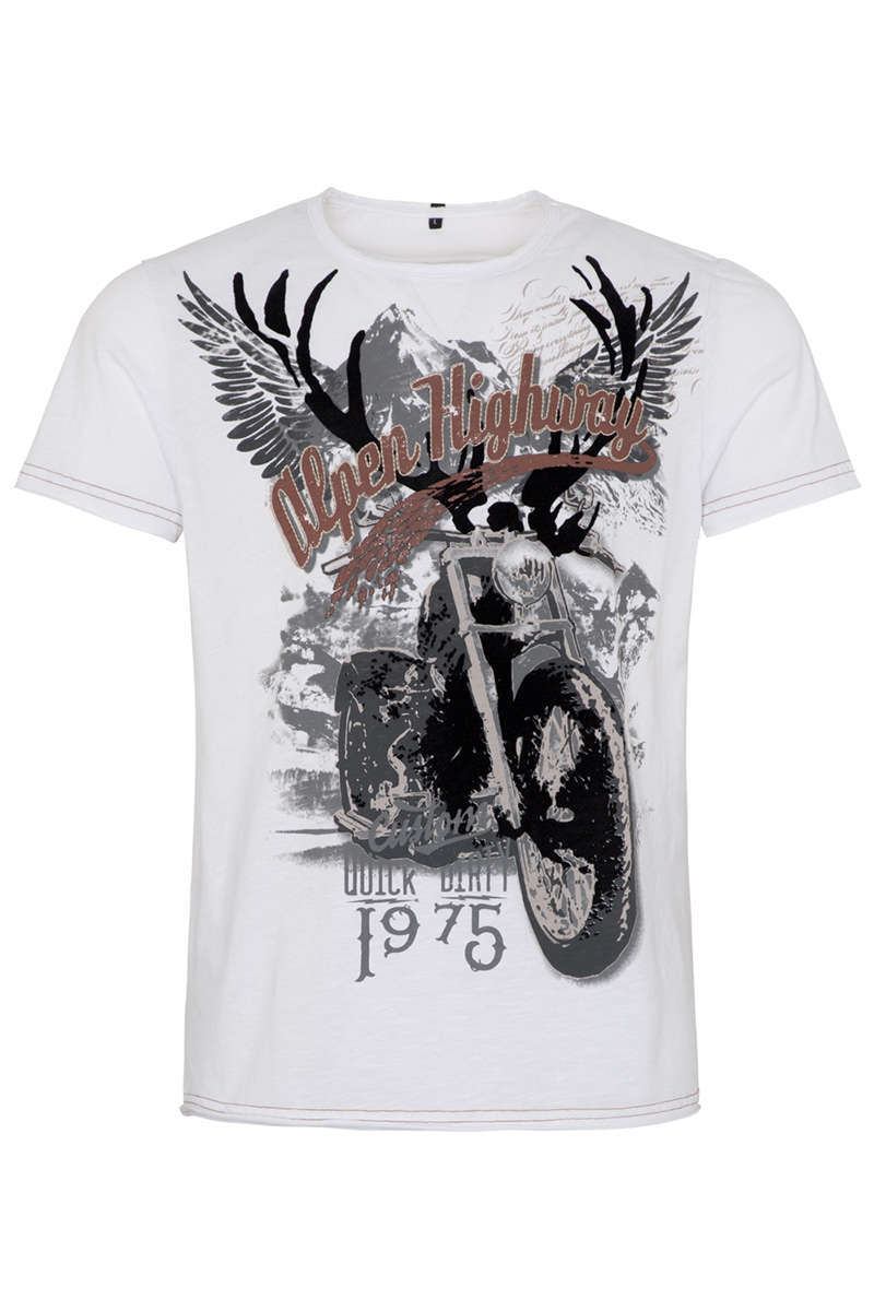 Herren T-Shirt 'Alpen Highway 1975' weiss