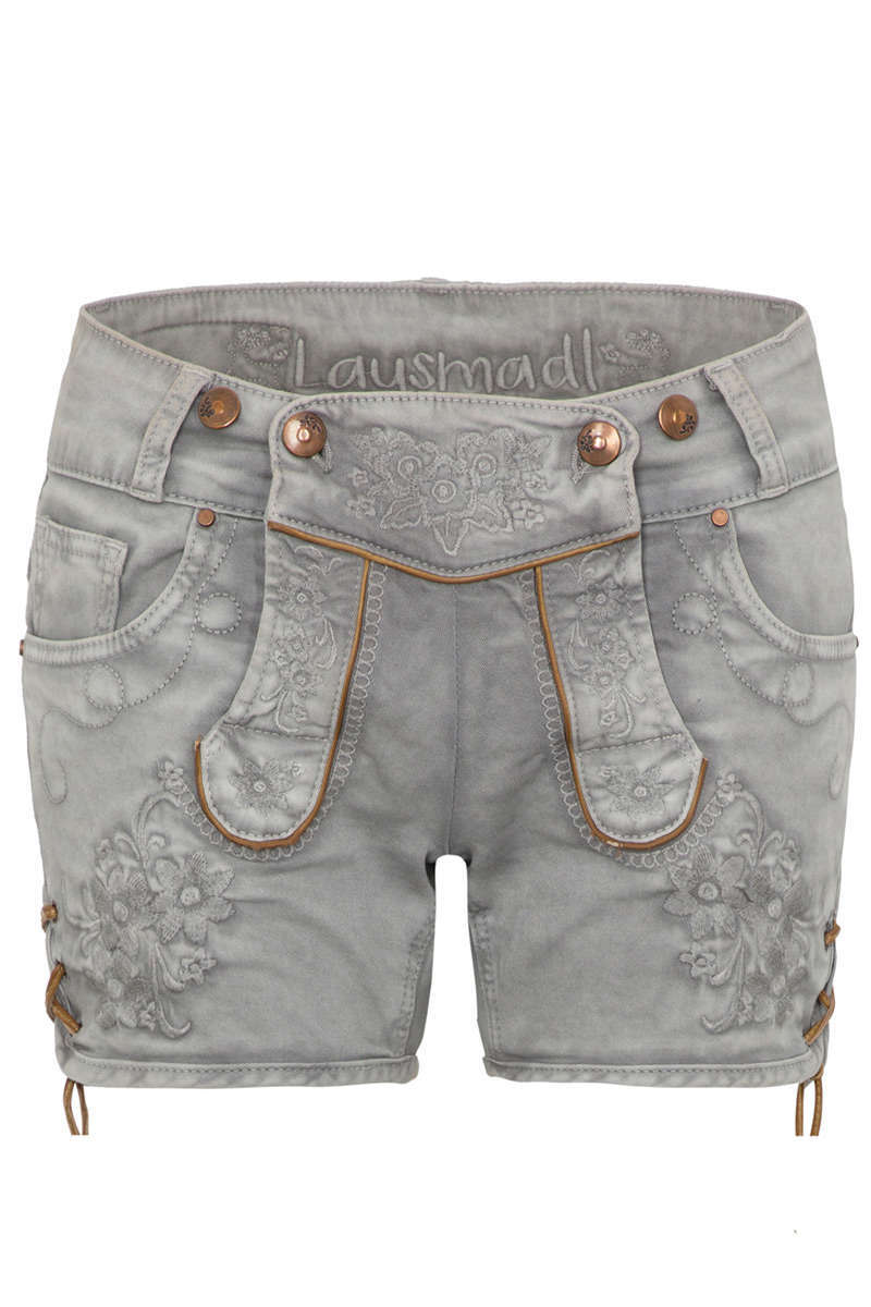 Damen Trachten Jeansshorts hellgrau