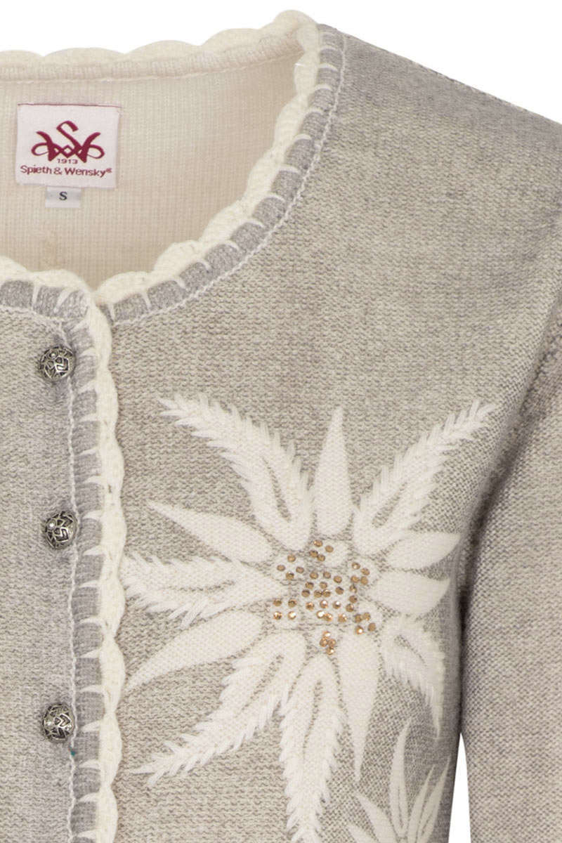 Damen Trachten Strickjacke mit Edelweiss grau Bild 2