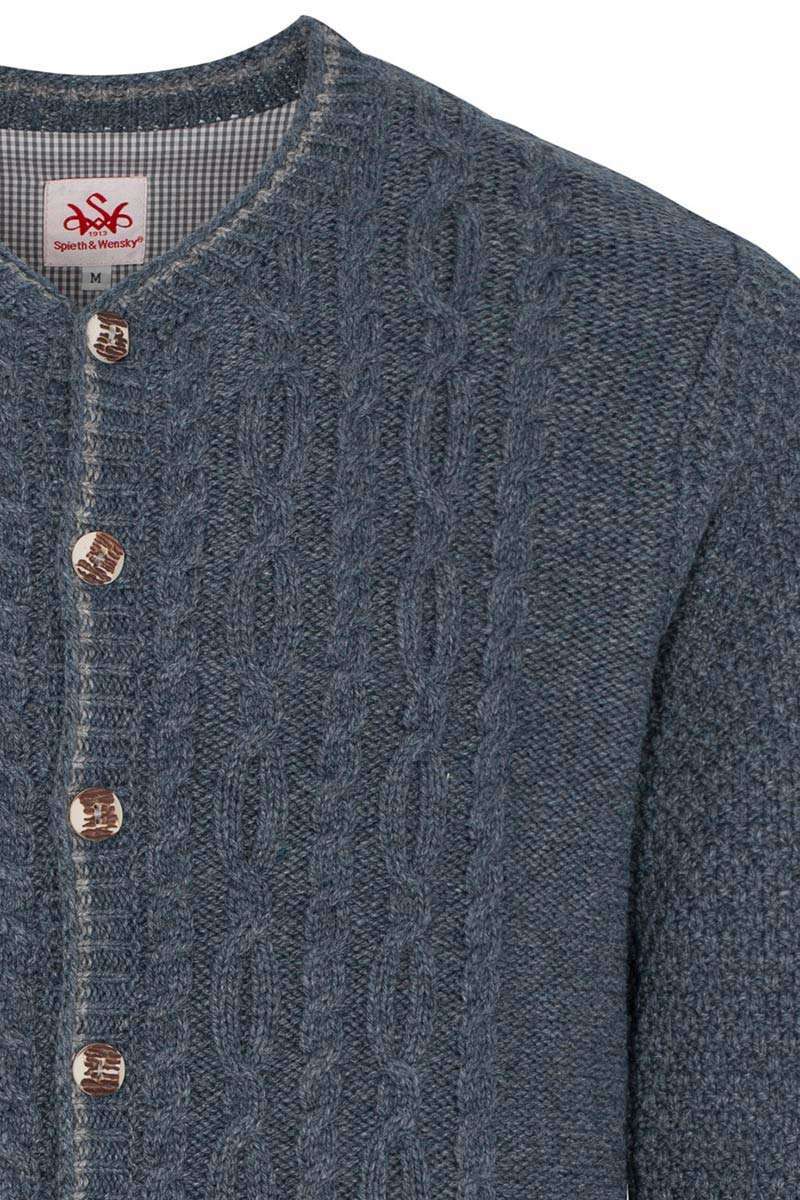 Herren Trachten-Strick-Jacke jeansblau schiefer Bild 2