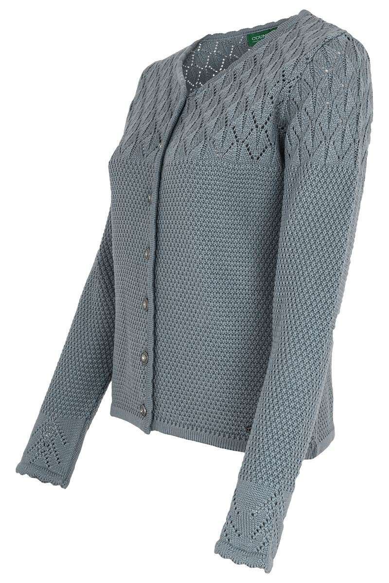 Damen Trachtenstrickjacke rauchblau Bild 2