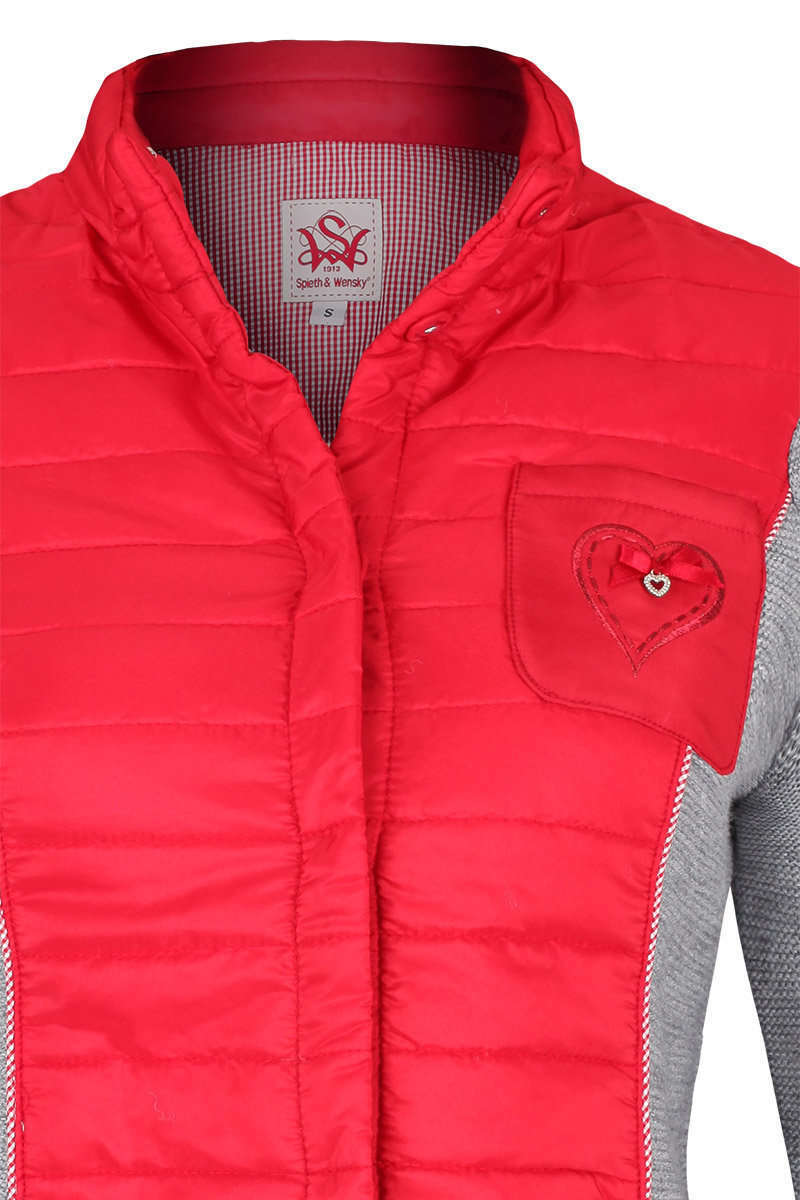 Trachten Steppjacke rot grau Bild 2