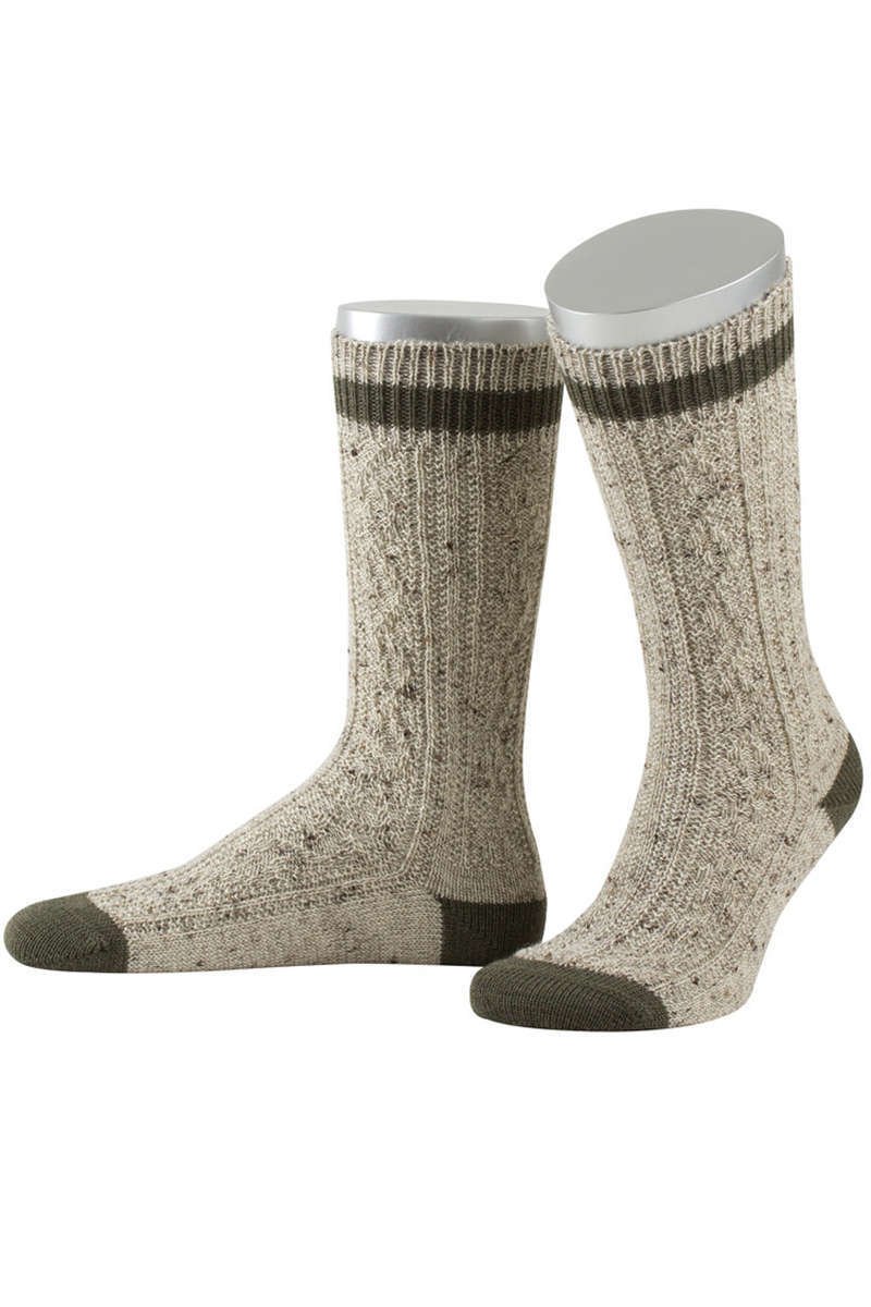 Trachten-Schopper-Socke beige mit Bund jgergrn