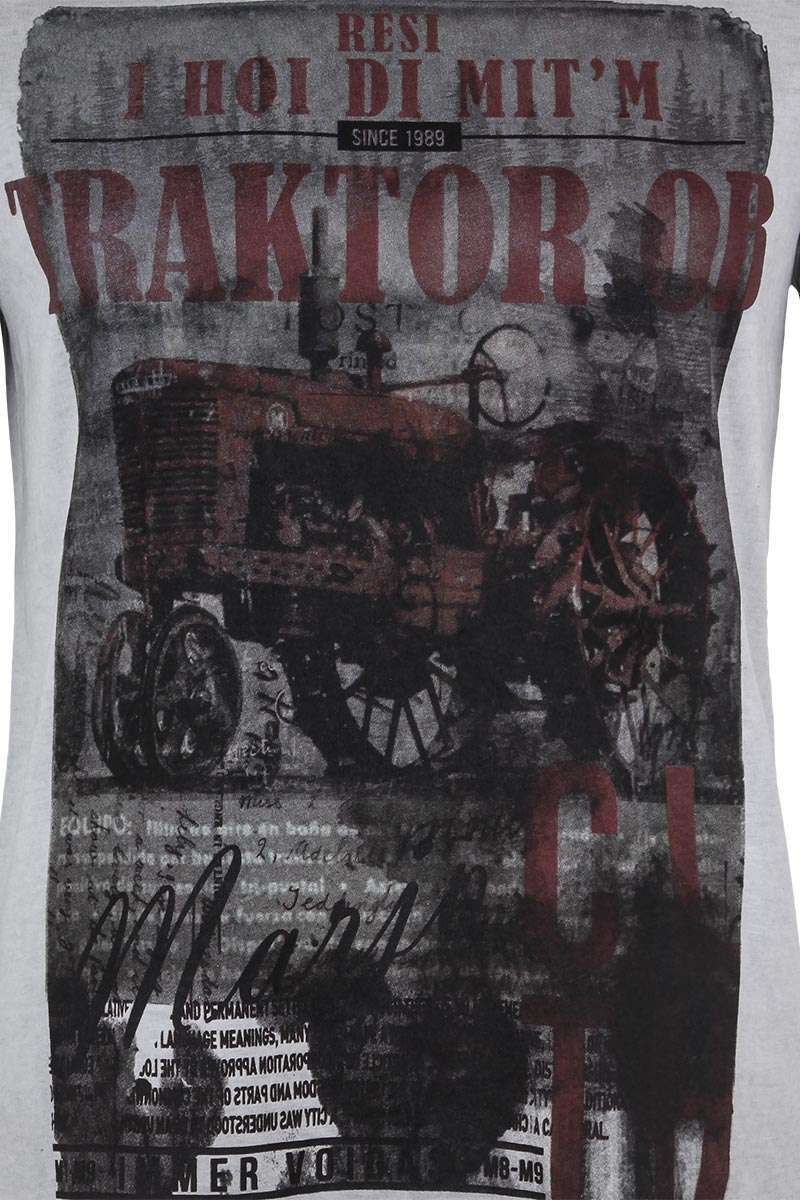 Herren T-Shirt 'Resi I hol di mit´m Traktor ab' dunkelgrau Bild 2