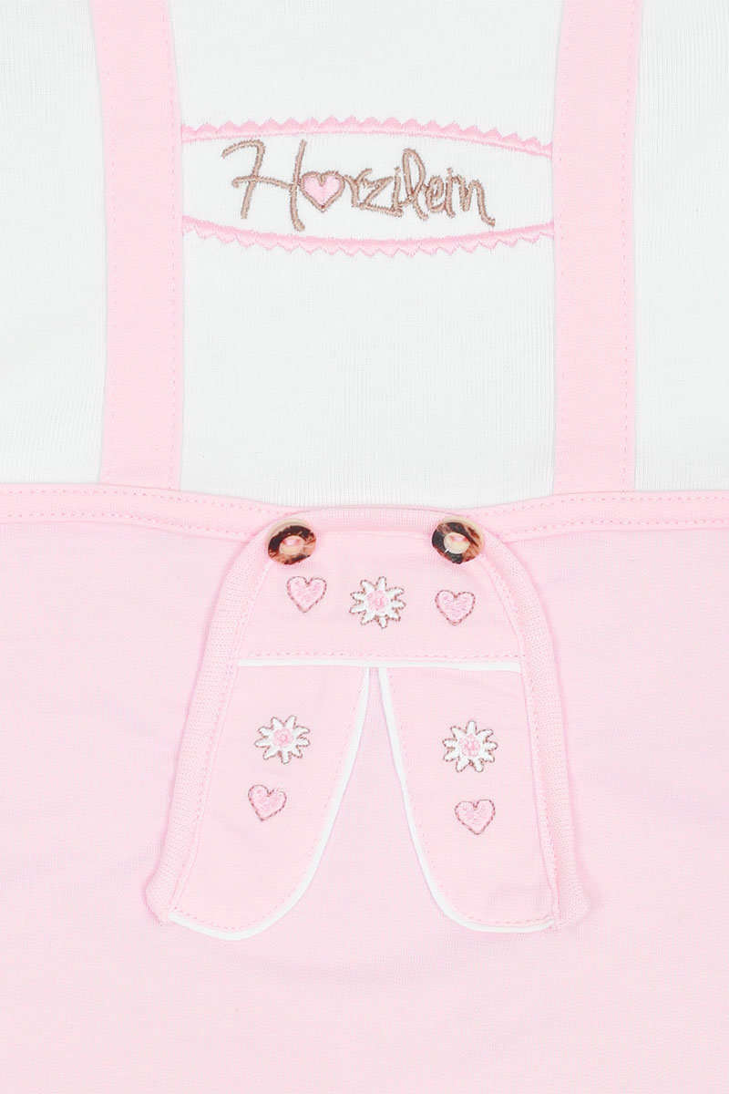 Babystrampler Lederhose rosa langarm Bild 2