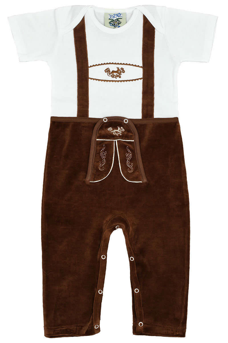 Babystrampler Lederhose braun lang