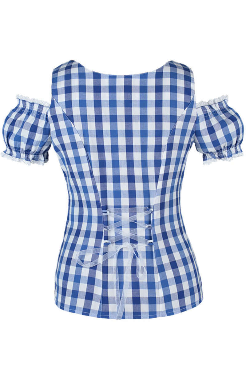 Trachten Carmenbluse blau-wei kariert 'Gerti' Bild 2