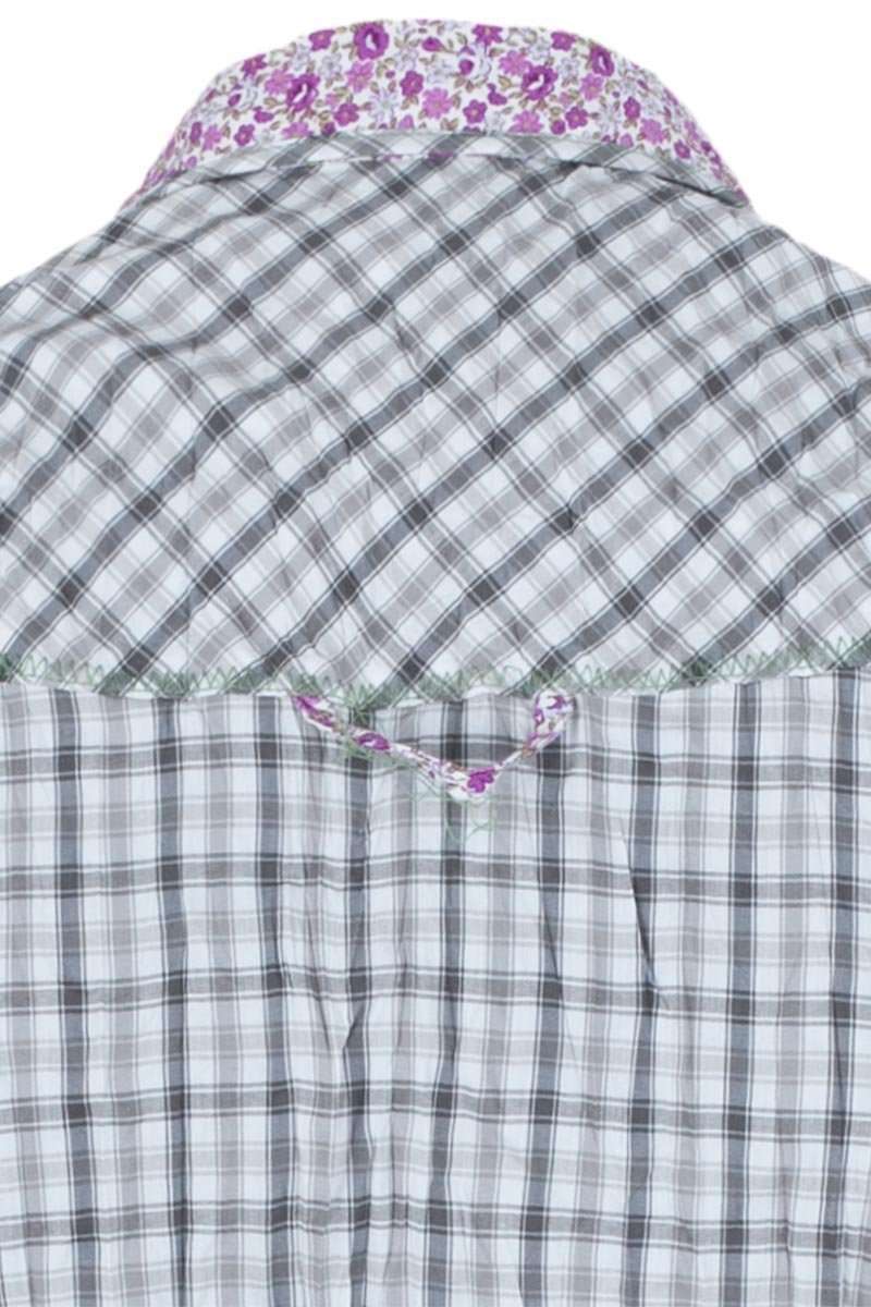 Bluse Crash-Optik Blumenstoffapplikation grau Bild 2