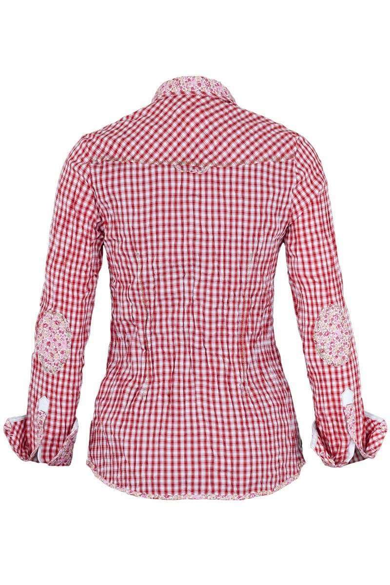 Bluse Crash-Optik Blumenstoffapplikation rot Bild 2