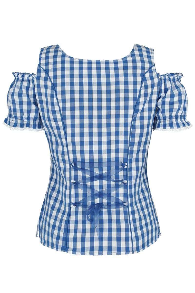 Carmenbluse kariert blau-wei Bild 2