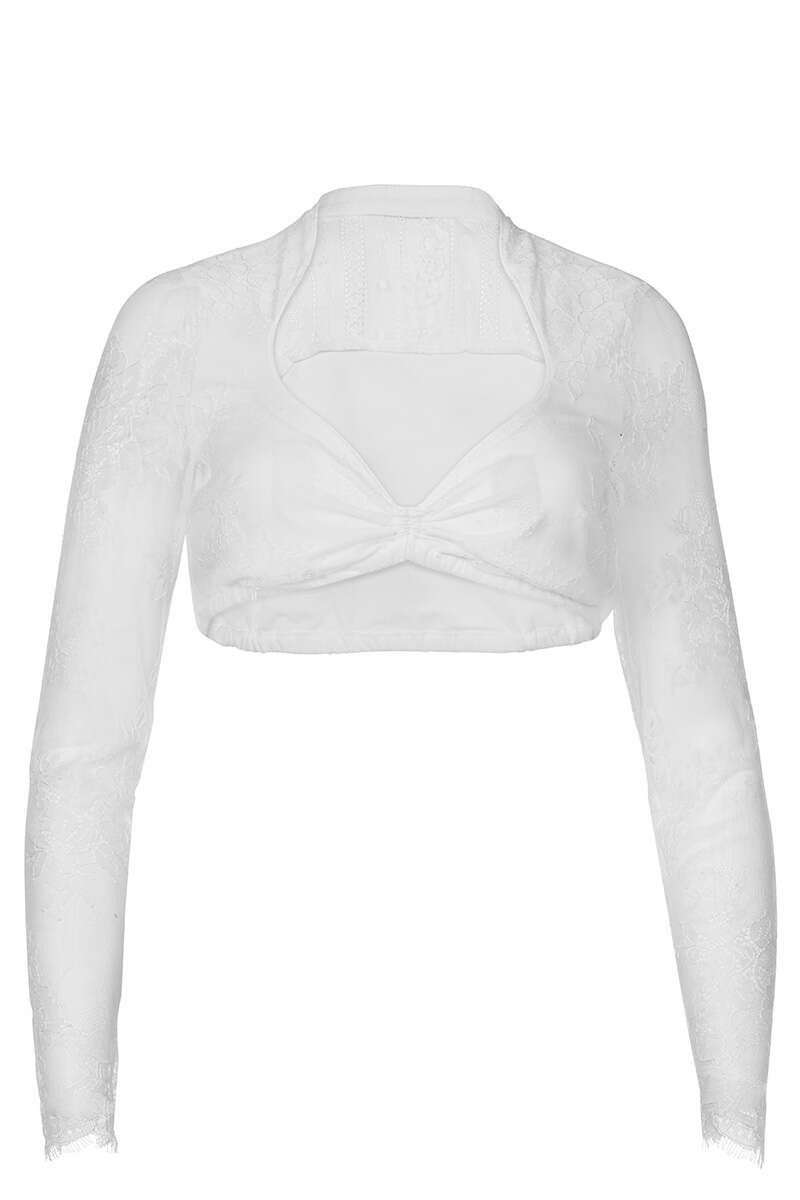 Dirndlbluse mit Stehkragen und Herz-Ausschnitt langarm offwhite