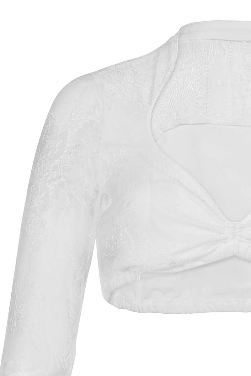 Dirndlbluse mit Stehkragen und Herz-Ausschnitt langarm offwhite Bild 2