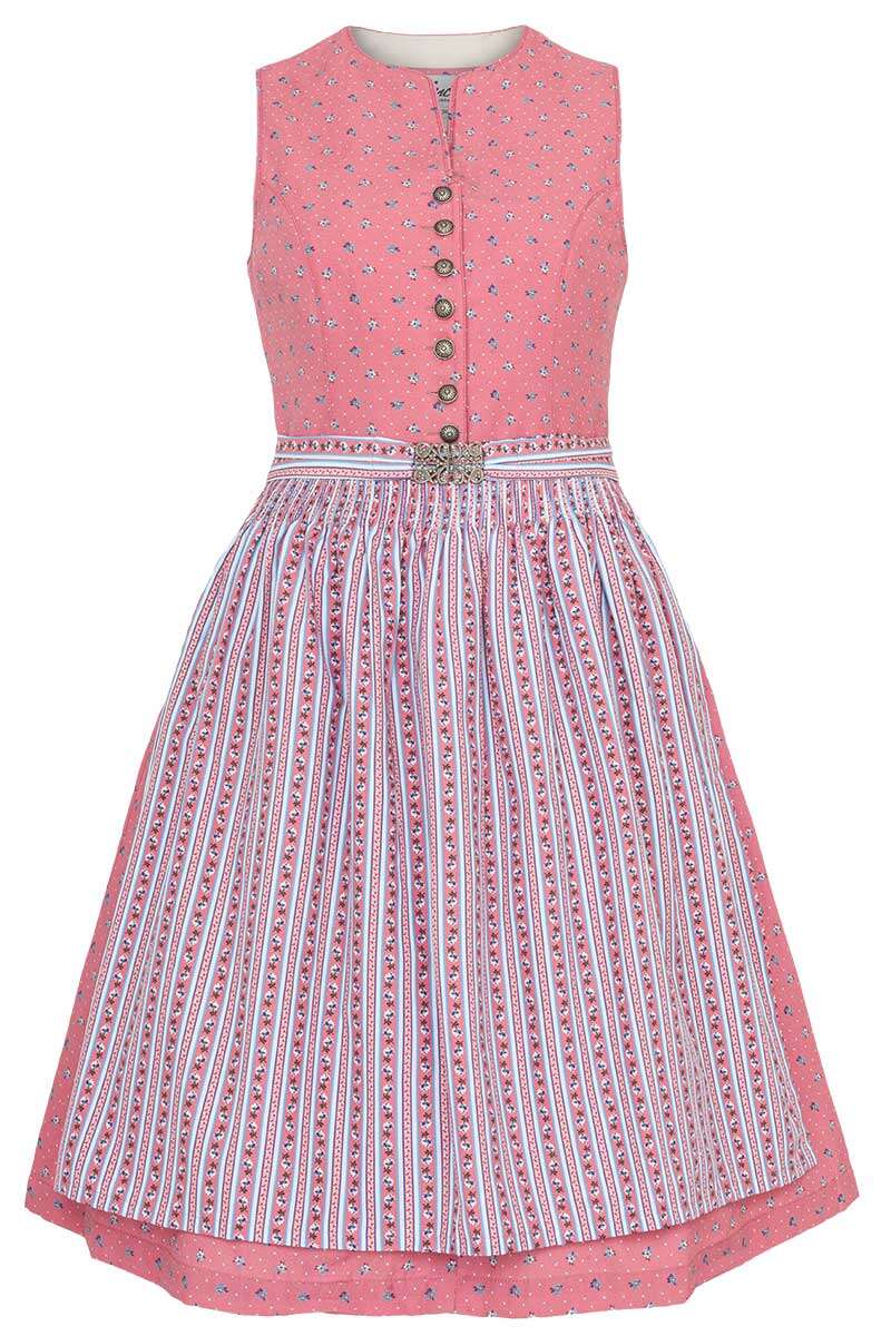 Wasch-Dirndl hochgeschlossen kurz rosa