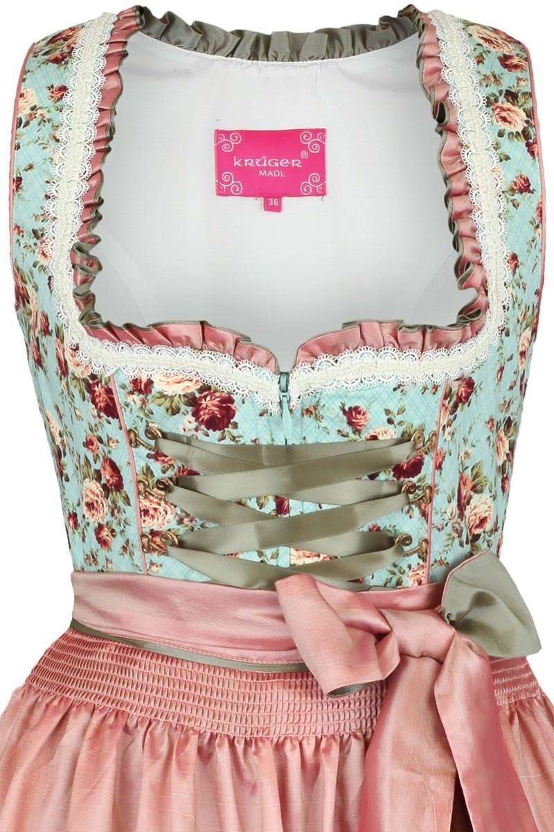 Krger Dirndl kurz trkis Rosen Bild 2