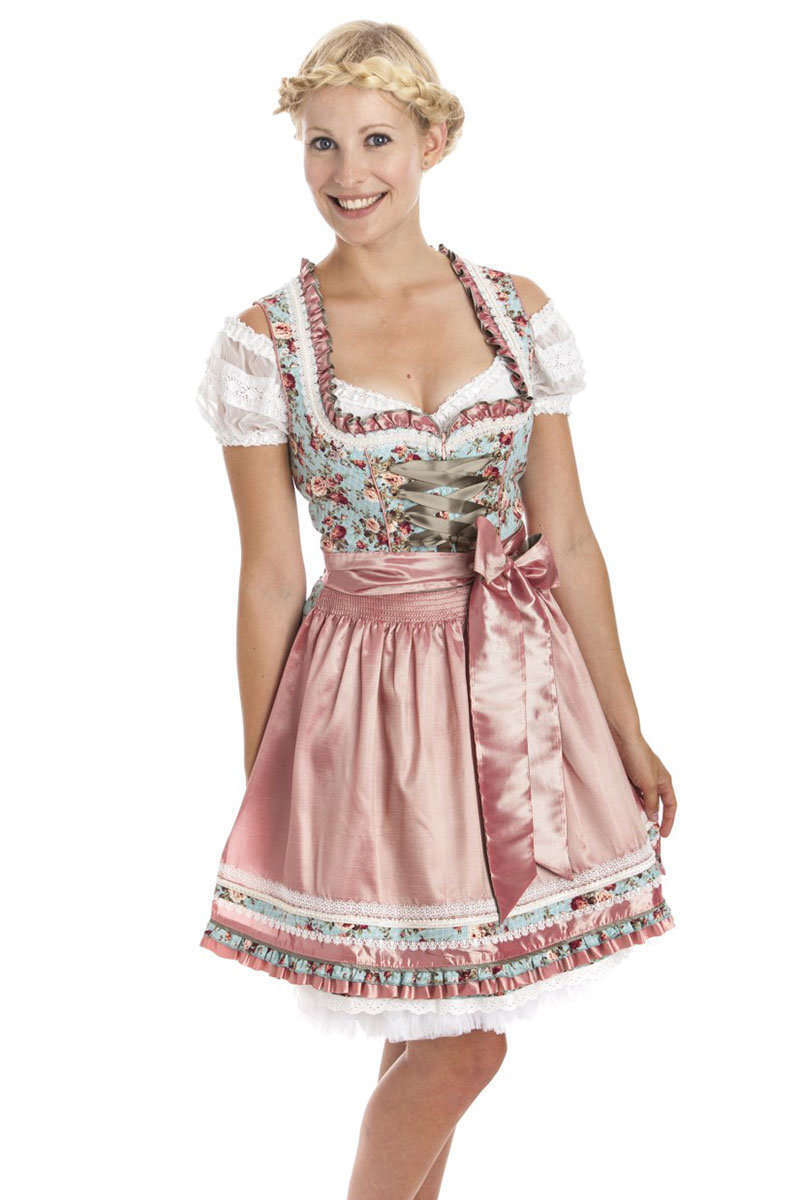 Krger Dirndl kurz trkis Rosen Bild 2