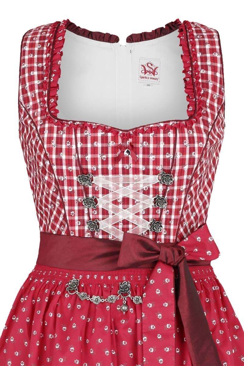 Dirndl mittel rot karo geblmt Bild 2