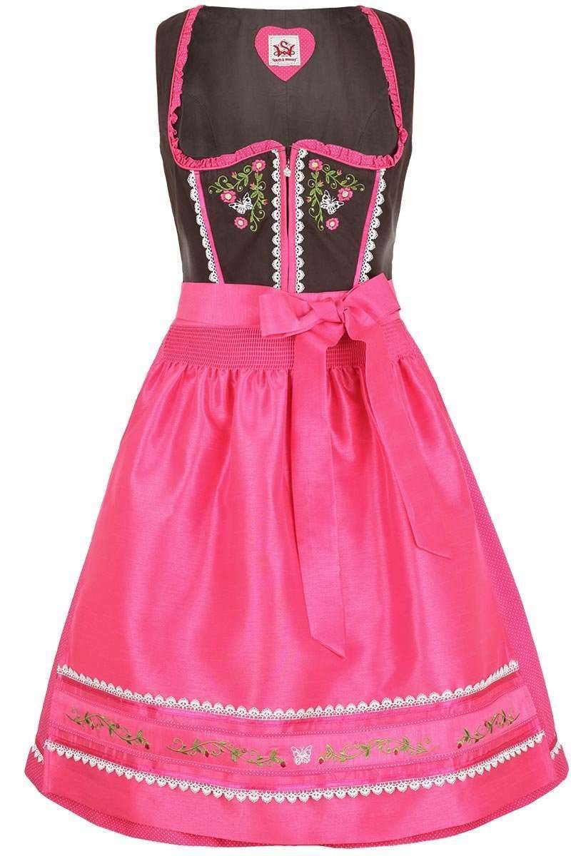 Dirndl kurz braun pink