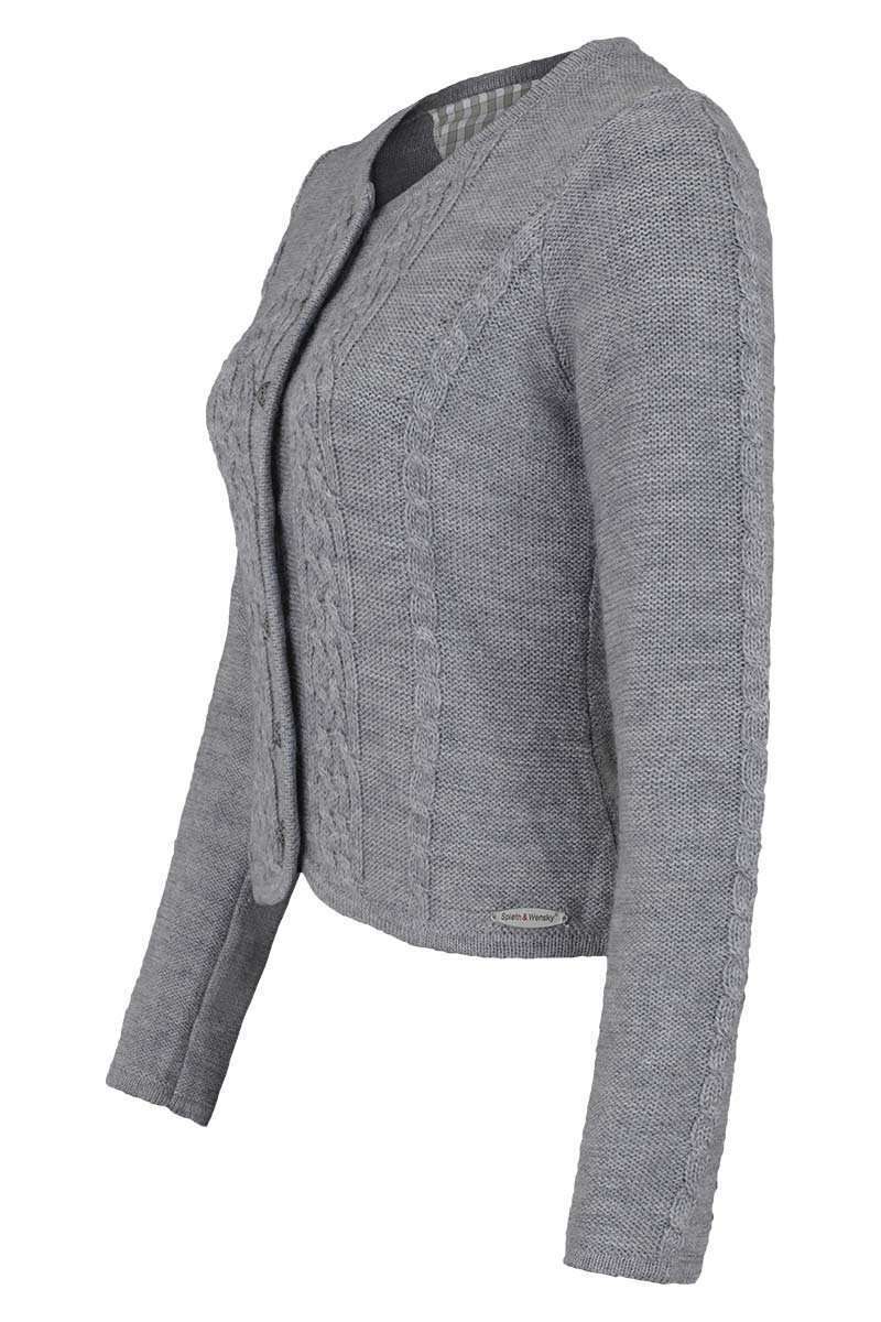 Damen Trachten Strickjacke mit Zopfmuster grau Bild 2