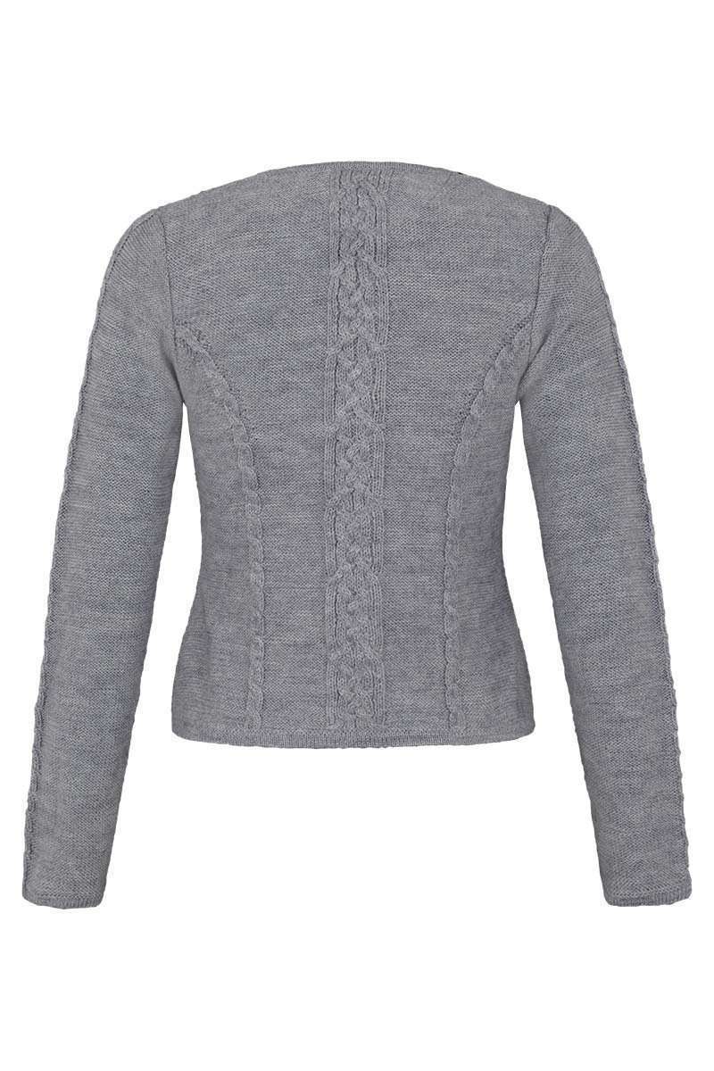 Damen Trachten Strickjacke mit Zopfmuster grau Bild 2