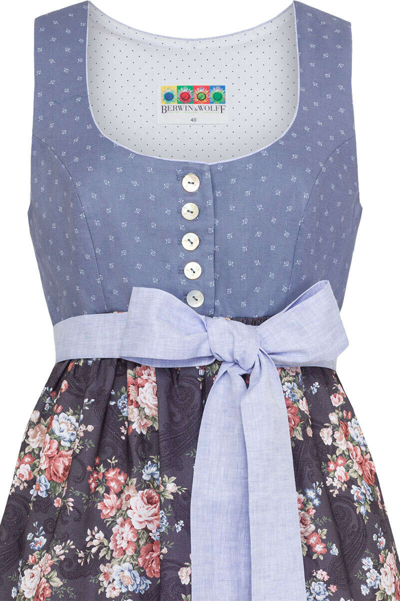 Umstands-Dirndl mit Blumen blau Bild 2