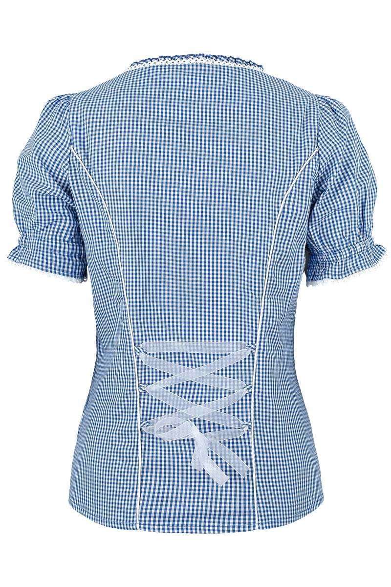 Miederbluse mit Stickerei kariert blau Bild 2