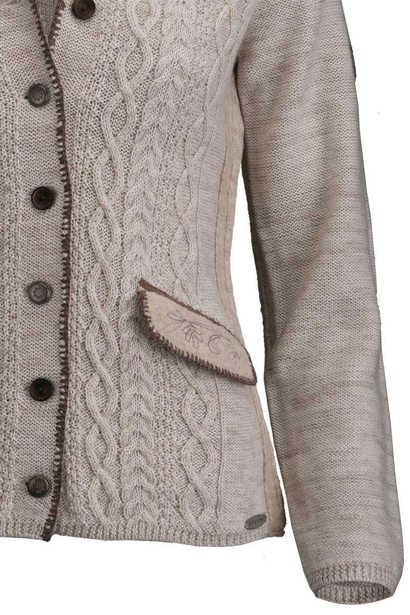 Strickjacke mit Zopfmuster und Stehkragen natur Bild 2