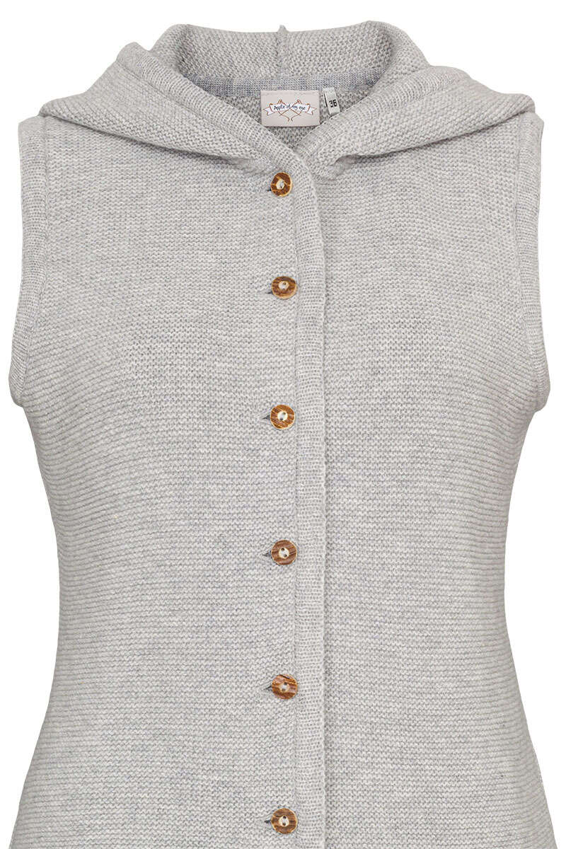 Damen Strickweste mit Kapuze silbergrau Bild 2
