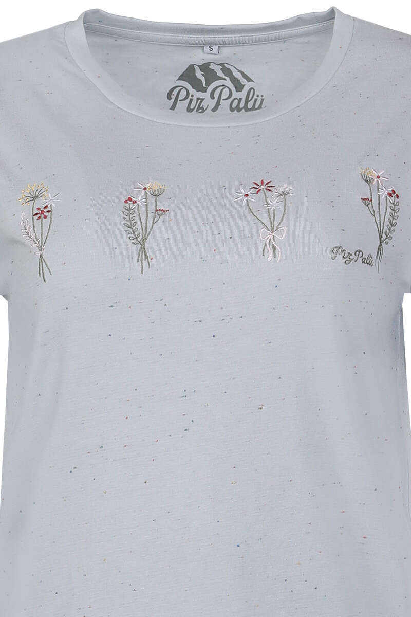 Damen T-Shirt 'Blumensträuße' kieselgrau bunt Bild 2