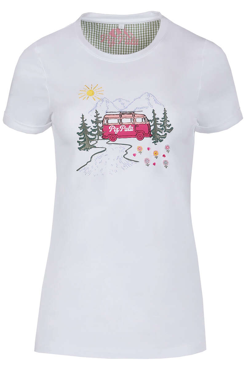 Damen T-Shirt 'Alpen-Camping' edelwei