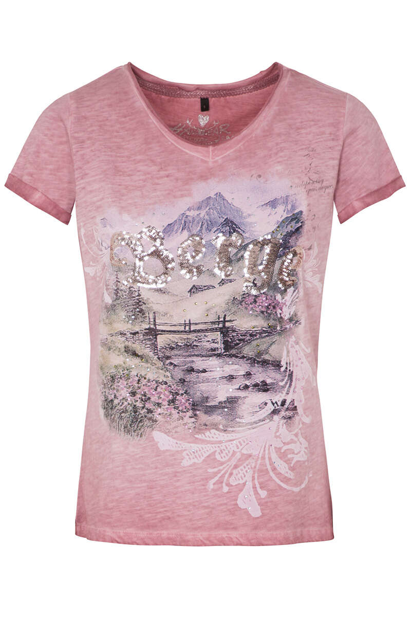 Damen T-Shirt 'Berge' rosa